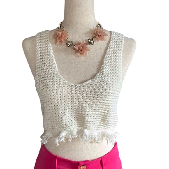 Forever 21 knit Fringe boho crop top - Picture 1 of 9